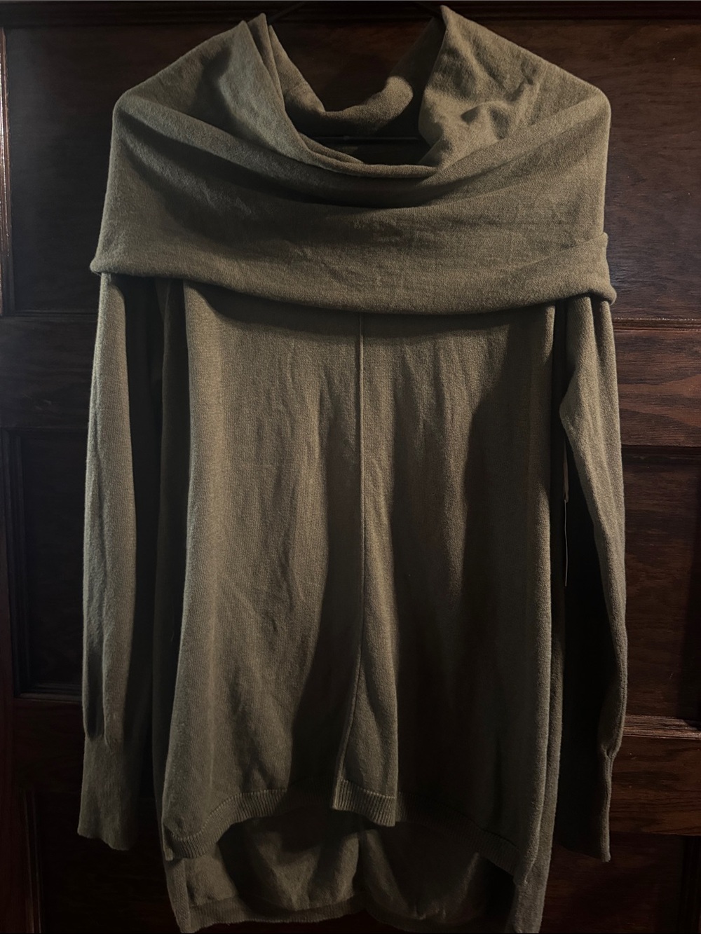 if it were me Olive Green Off-Shoulder Cowl Neck Sweater